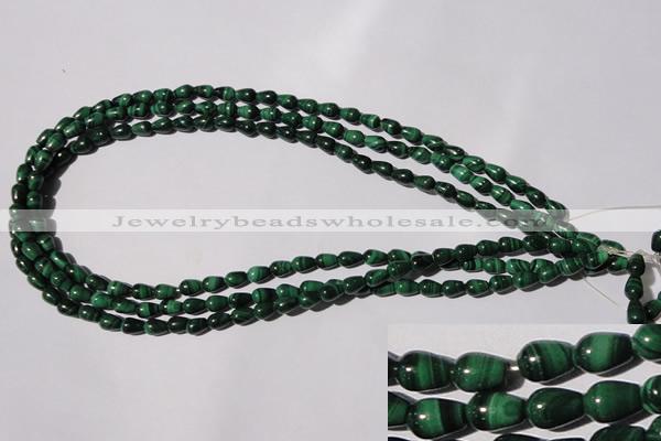 CMN216 15.5 inches 5*7mm teardrop natural malachite beads wholesale