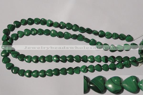 CMN257 15.5 inches 10*10mm heart natural malachite beads wholesale