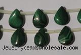 CMN321 Top-drilled 10*14mm flat teardrop natural malachite beads