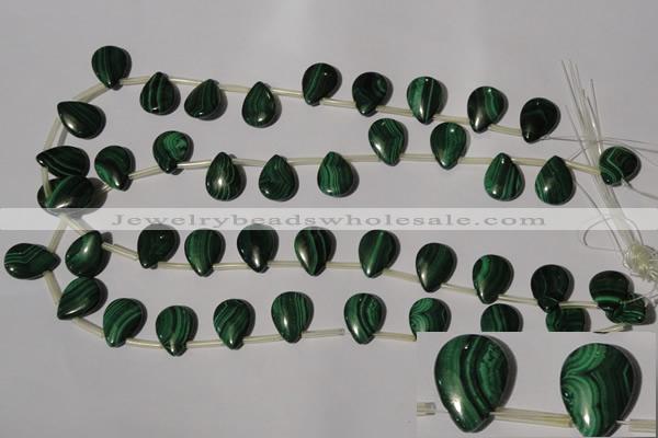 CMN322 Top-drilled 12*16mm flat teardrop natural malachite beads