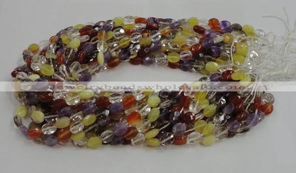 CMQ01 15.5 inches 6*8mm faceted oval multicolor quartz beads