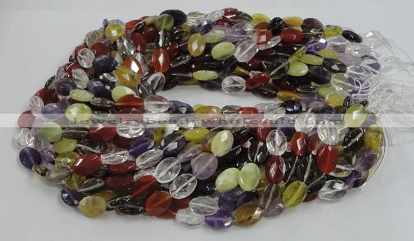 CMQ03 15.5 inches 10*14mm faceted oval multicolor quartz beads