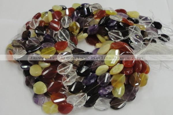 CMQ08 15*20mm twisted faceted teardrop multicolor quartz beads