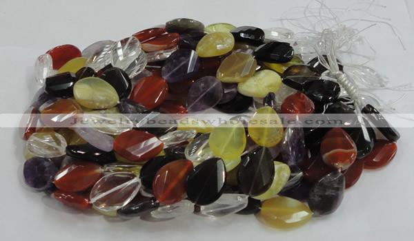 CMQ09 18*25mm twisted faceted teardrop multicolor quartz beads