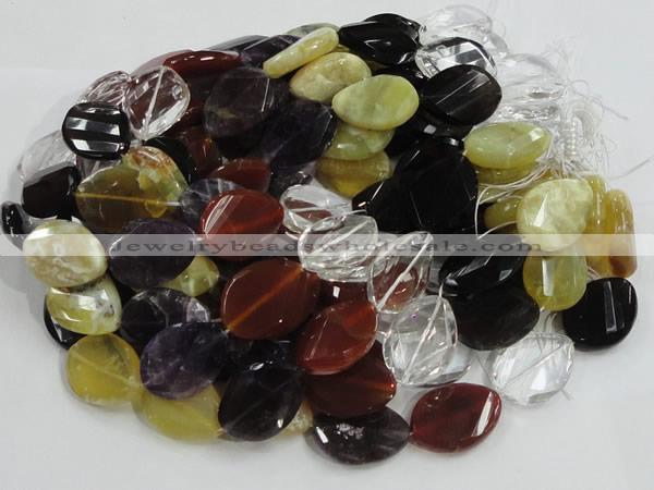 CMQ10 20*30mm twisted faceted teardrop multicolor quartz beads