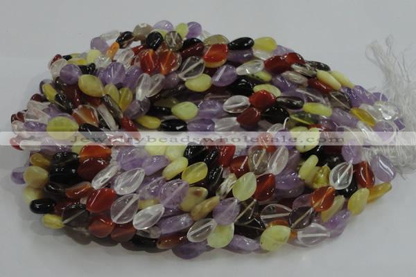 CMQ11 10*14mm twisted flat teardrop multicolor quartz beads