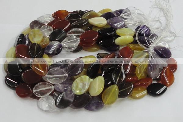 CMQ14 18*25mm twisted flat teardrop multicolor quartz beads