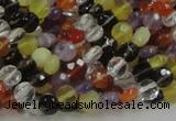 CMQ16 15.5 inches 6mm faceted coin multicolor quartz beads