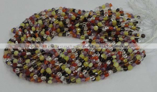 CMQ16 15.5 inches 6mm faceted coin multicolor quartz beads