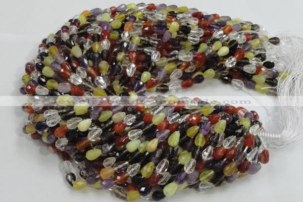 CMQ20 15.5 inches 8*10mm faceted teardrop multicolor quartz beads