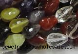 CMQ21 15.5 inches 10*14mm faceted teardrop multicolor quartz beads