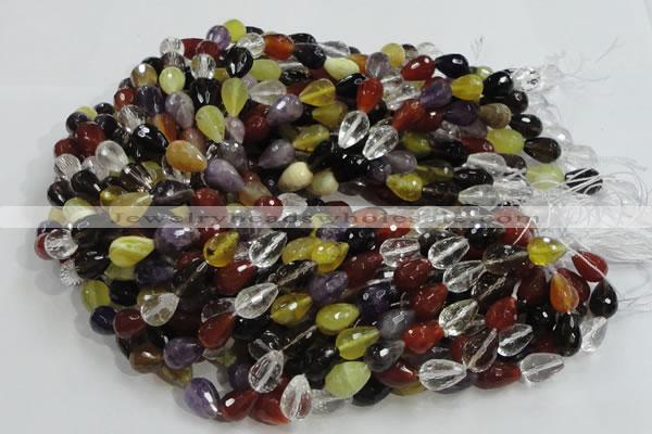 CMQ21 15.5 inches 10*14mm faceted teardrop multicolor quartz beads