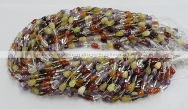 CMQ22 15.5 inches 6*10mm teardrop multicolor quartz beads