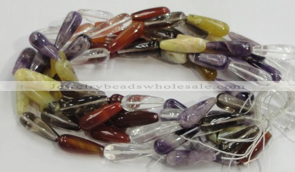 CMQ23 15.5 inches 10*30mm teardrop multicolor quartz beads