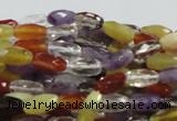 CMQ25 15.5 inches 6*12mm faceted rice multicolor quartz beads