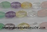 CMQ250 15.5 inches 8*12mm faceted rice multicolor quartz beads