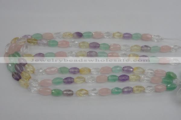 CMQ250 15.5 inches 8*12mm faceted rice multicolor quartz beads