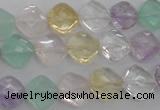 CMQ254 15.5 inches 10*10mm faceted diamond multicolor quartz beads