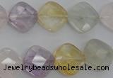 CMQ255 15.5 inches 14*14mm faceted diamond multicolor quartz beads