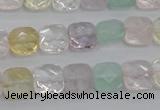 CMQ256 15.5 inches 10*10mm faceted square multicolor quartz beads