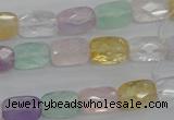 CMQ257 15.5 inches 8*12mm faceted rectangle multicolor quartz beads