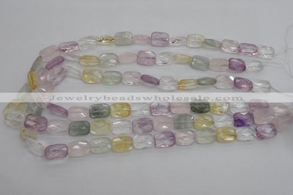 CMQ258 15.5 inches 10*14mm faceted rectangle multicolor quartz beads