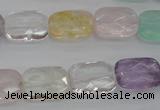 CMQ259 15.5 inches 12*16mm faceted rectangle multicolor quartz beads