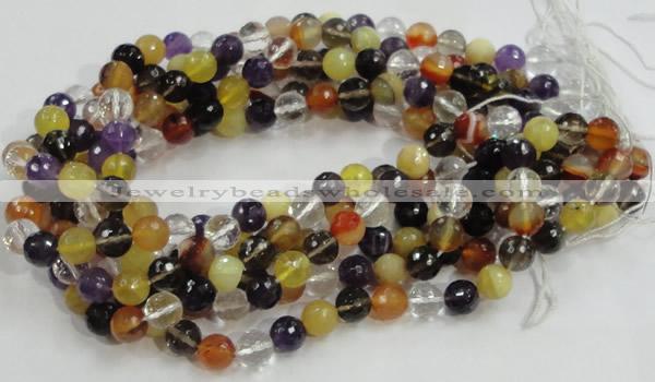 CMQ33 15.5 inches 10mm faceted round multicolor quartz beads