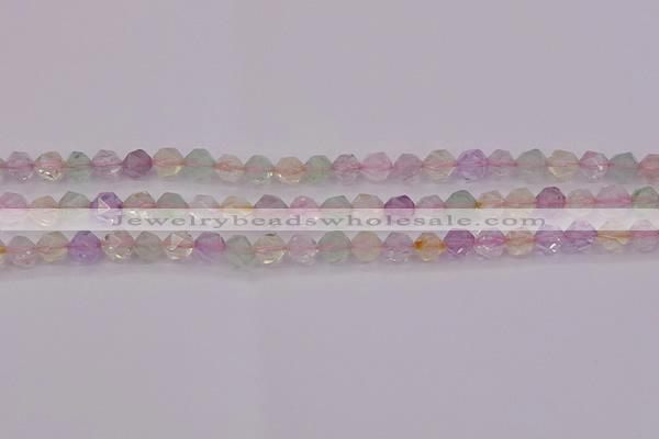 CMQ366 15.5 inches 6mm faceted nuggets mixed quartz beads