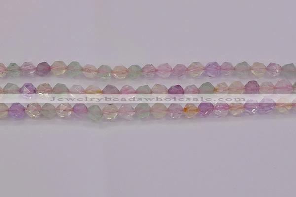 CMQ367 15.5 inches 8mm faceted nuggets mixed quartz beads