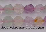 CMQ368 15.5 inches 10mm faceted nuggets mixed quartz beads