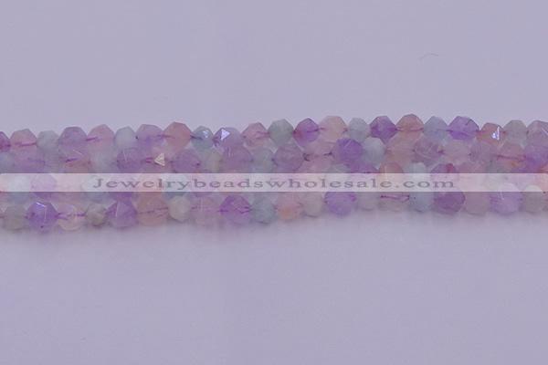 CMQ381 15.5 inches 6mm faceted nuggets mixed quartz beads