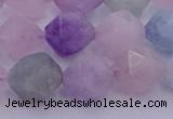 CMQ383 15.5 inches 10mm faceted nuggets mixed quartz beads