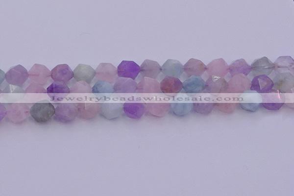 CMQ383 15.5 inches 10mm faceted nuggets mixed quartz beads