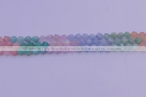 CMQ392 15.5 inches 8mm faceted nuggets mixed quartz beads