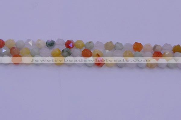 CMQ412 15.5 inches 8mm faceted nuggets mixed jade beads