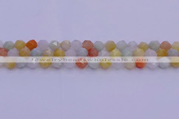 CMQ413 15.5 inches 10mm faceted nuggets mixed jade beads