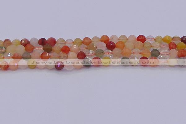 CMQ426 15.5 inches 6mm faceted round natural mixed quartz beads