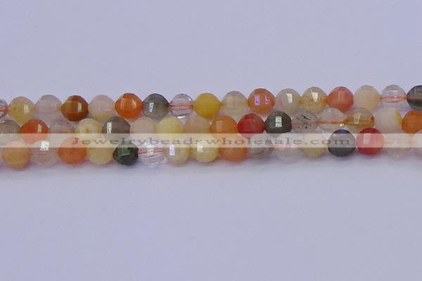 CMQ427 15.5 inches 8mm faceted round natural mixed quartz beads