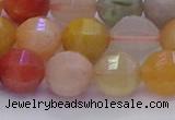 CMQ428 15.5 inches 10mm faceted round natural mixed quartz beads