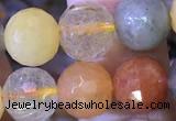 CMQ438 15.5 inches 10mm faceted round mixed rutilated quartz beads