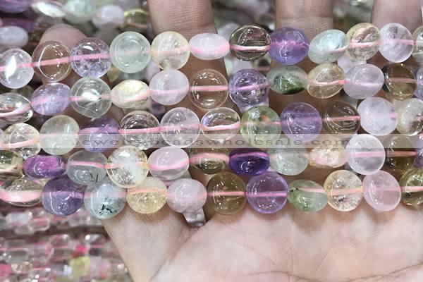 CMQ500 15.5 inches 10mm flat round colorfull quartz beads wholesale