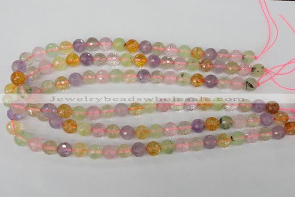 CMQ53 15.5 inches 10mm faceted round multicolor quartz beads