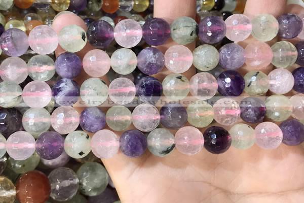 CMQ538 15.5 inches 10mm faceted round colorfull quartz beads