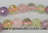 CMQ54 15.5 inches 12mm faceted round multicolor quartz beads