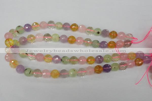 CMQ54 15.5 inches 12mm faceted round multicolor quartz beads