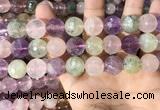 CMQ540 15.5 inches 14mm faceted round colorfull quartz beads