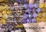 CMQ547 15.5 inches 14mm faceted round colorfull quartz beads