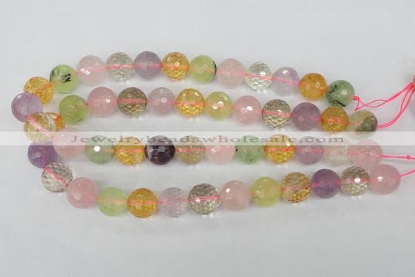 CMQ55 15.5 inches 14mm faceted round multicolor quartz beads