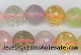 CMQ56 15.5 inches 16mm faceted round multicolor quartz beads